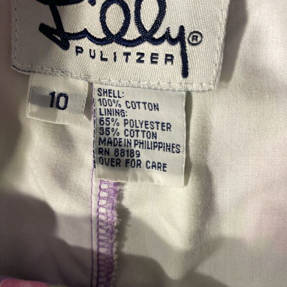 Lilly Pulitzer Capri Pants Womens 10 High Pink Purple Green 100% Cotton 3 Pocket - Picture 5 of 7